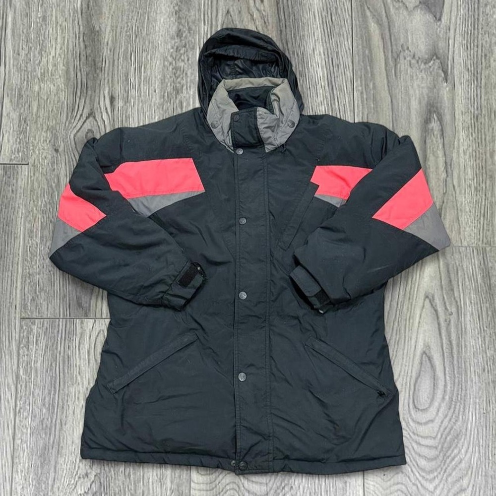 Vintage 90s Pacific Trail Active Down Puffer Jacket Hooded Parka Black Large